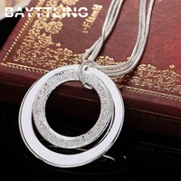 bayttling s925 sterling silver high quality 18 inch frosted round pendant necklace for women men fashion jewelry gifts