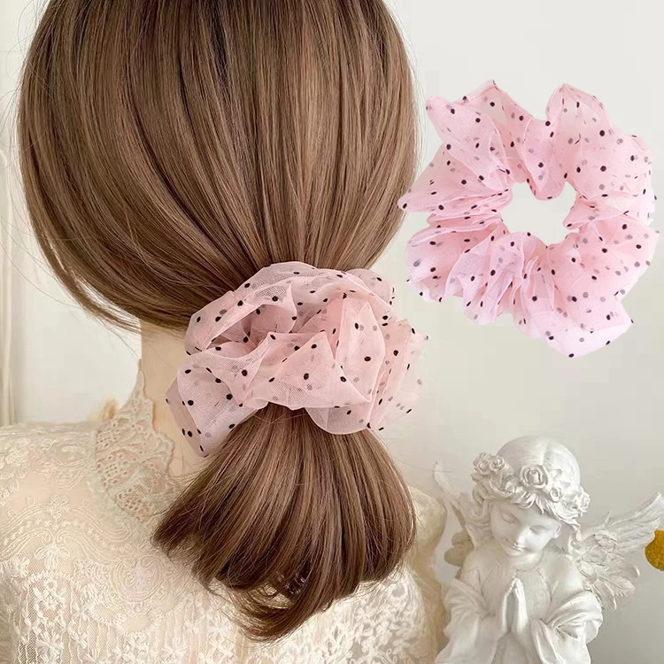 Маленькие резинки для волос в горошек из органзы с ромашками женщин и девушек