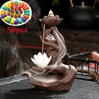 Горячая Распродажа, 50 конусов, белая керамическая подставка для благовоний, ручная подставка для благовоний, подставка для благовоний с лотосом