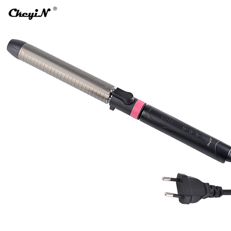 

Professional Salon Ceramic coating curling iron temperature adjustment Wand hair curler rotatable Clip styling tools 110-240V 34