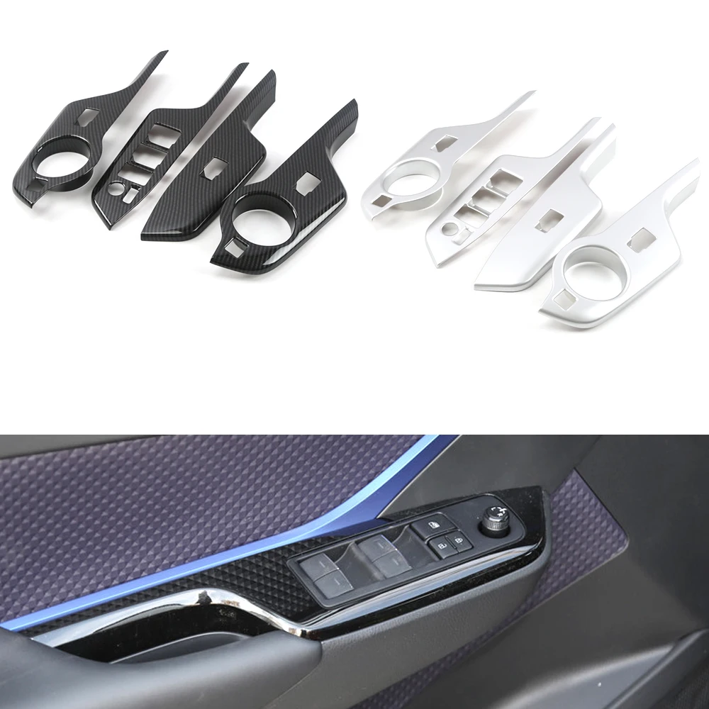 

Chrome Door Armrest Window Switch Buttons Cover For Toyota C-HR CHR 2018 2019 2020 Car Detector Carbon Look Stick Styling