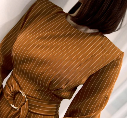 

2020 Spring New Women's Office Lady Long Sleeve Striped Sashes Jumpsuits Fashion O-Neck High Waist Slim Female Rompers S01217O