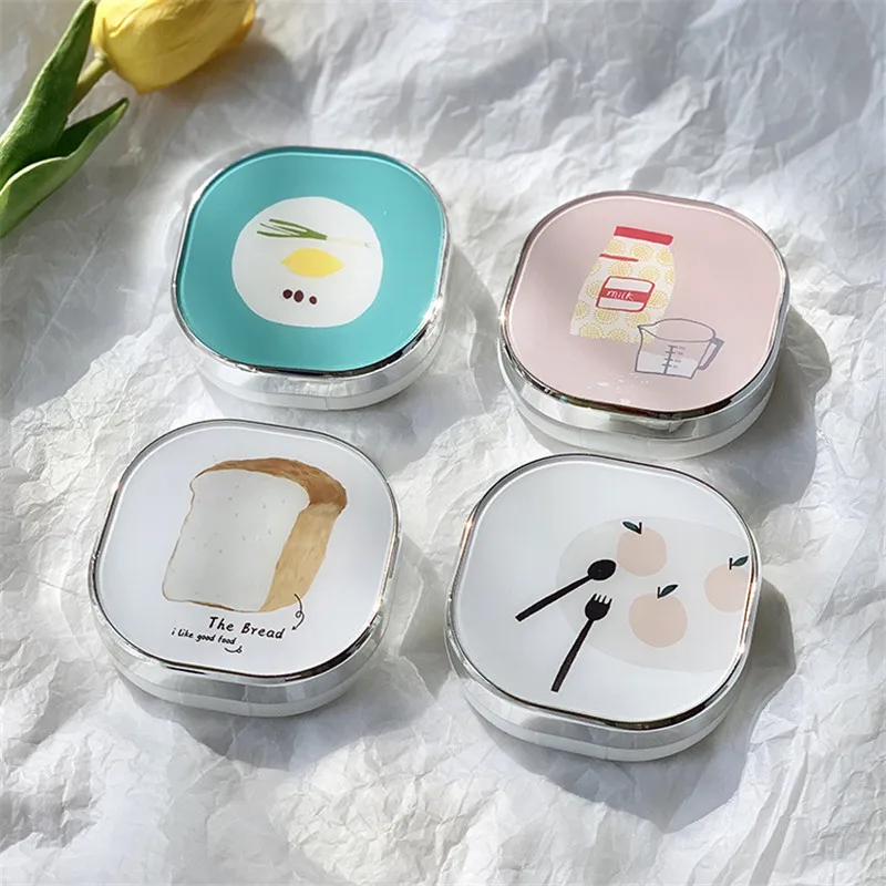 

INS Frosty style contact lens case with mirror cartoon food storage box Lens container gift Cute Cartoon Eye contacts case