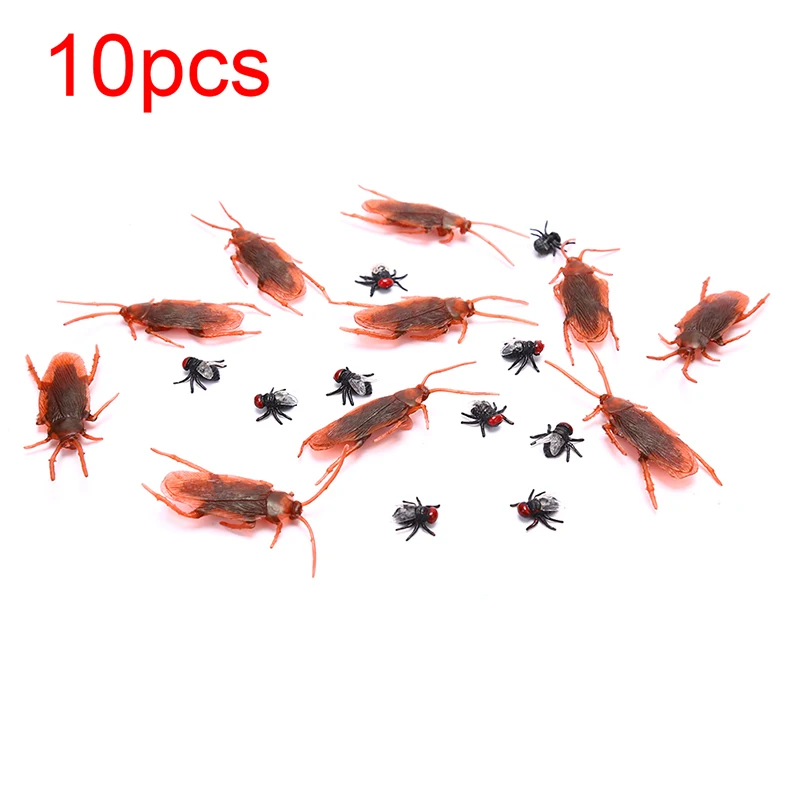 

10pcs/lot Brown Lifelike Model Simulation Fake Cock Bug Roaches /Fly Toy Prank Funny Trick Toys Joke Toys