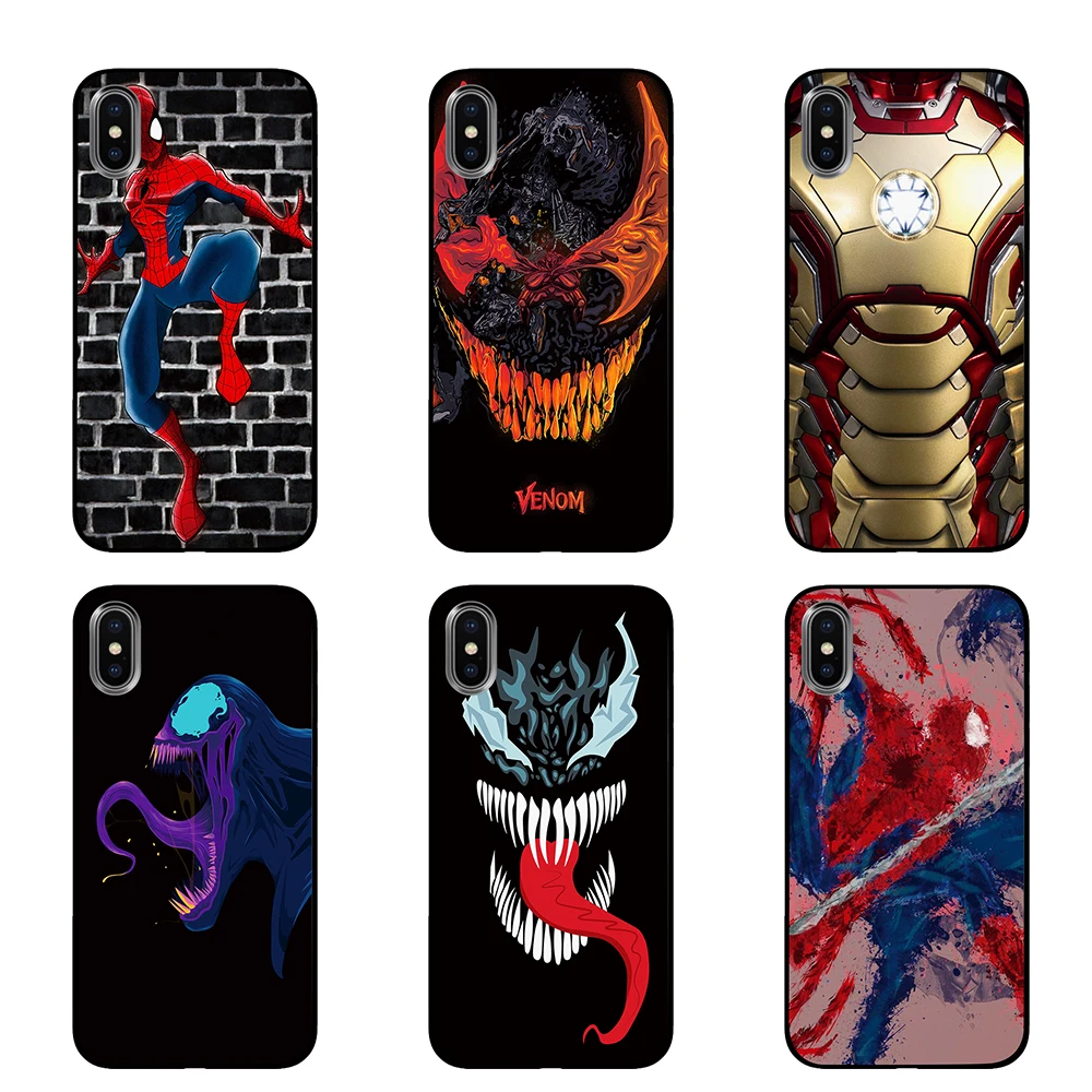 Веном Дэдпул черный чехол ТПУ для iPhone 5 5S 6 6s 7 8 Plus X XS XR 11 Pro Max | Мобильные телефоны и