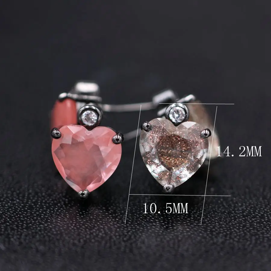 

Heart Shape Stud Earrings With Cubic Zirconia Stone For Women Fashion Jewelry Black plated 2018 New Collection Earrings Jewelry