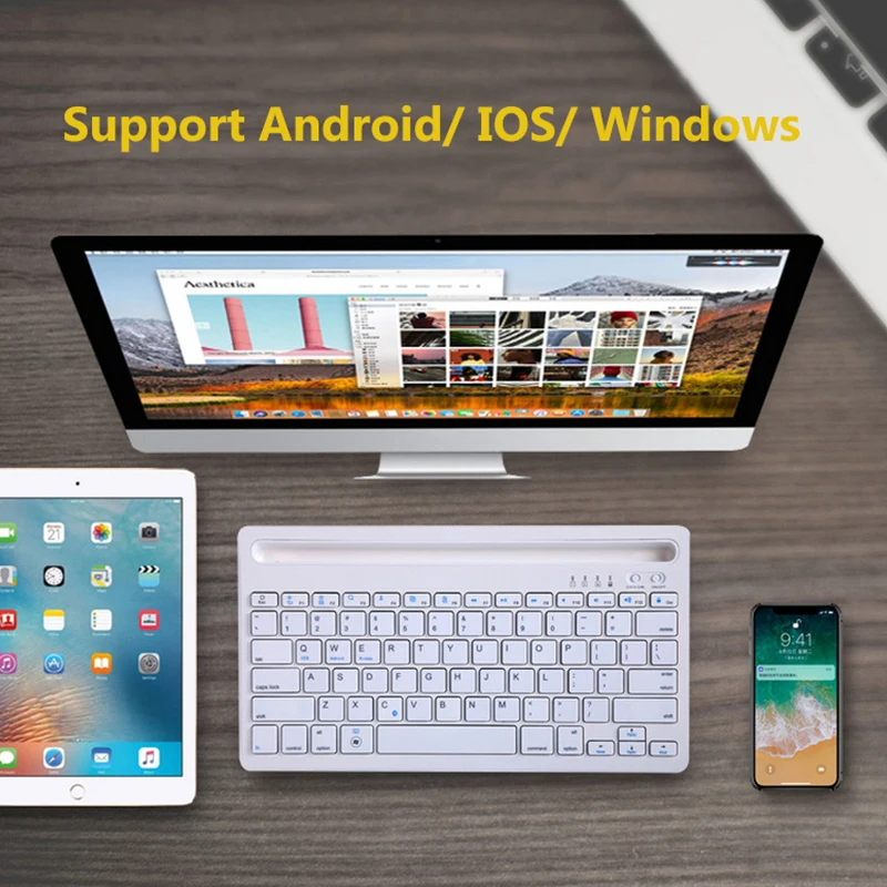 Портативная беспроводная клавиатура Bluetooth мини для планшета iPad 2 3 4 Air 1 New 2017 2018 Pro 9