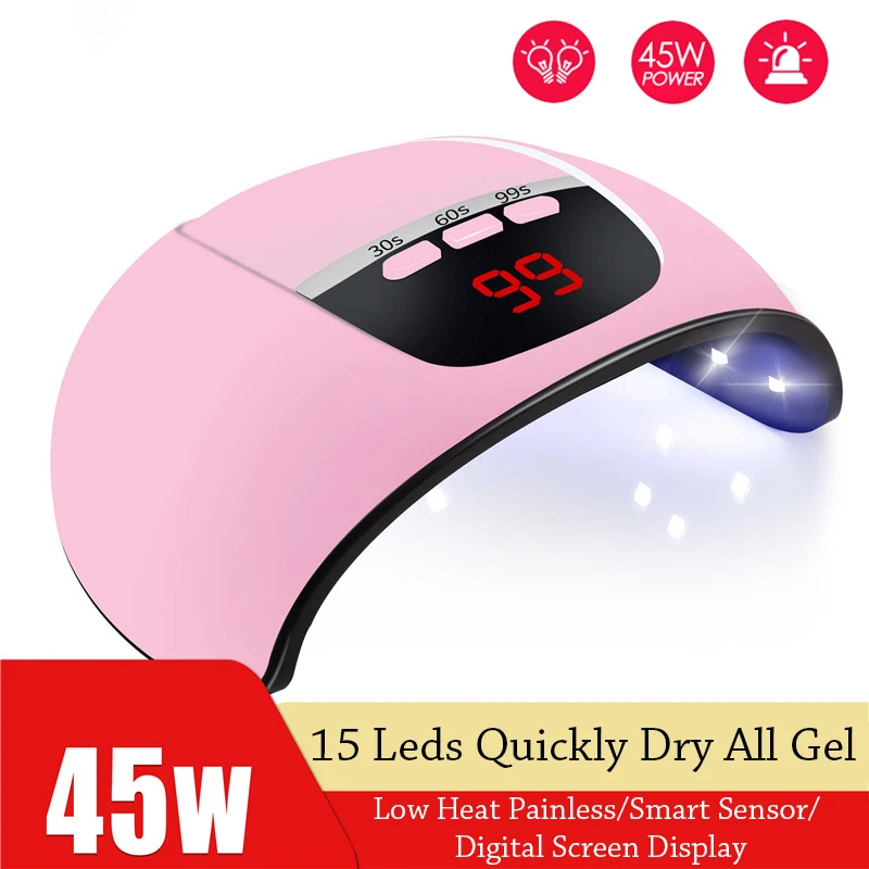 Маникюрный аппарат двойной светильник 45 Вт розовый/белый светодиодная лампа для