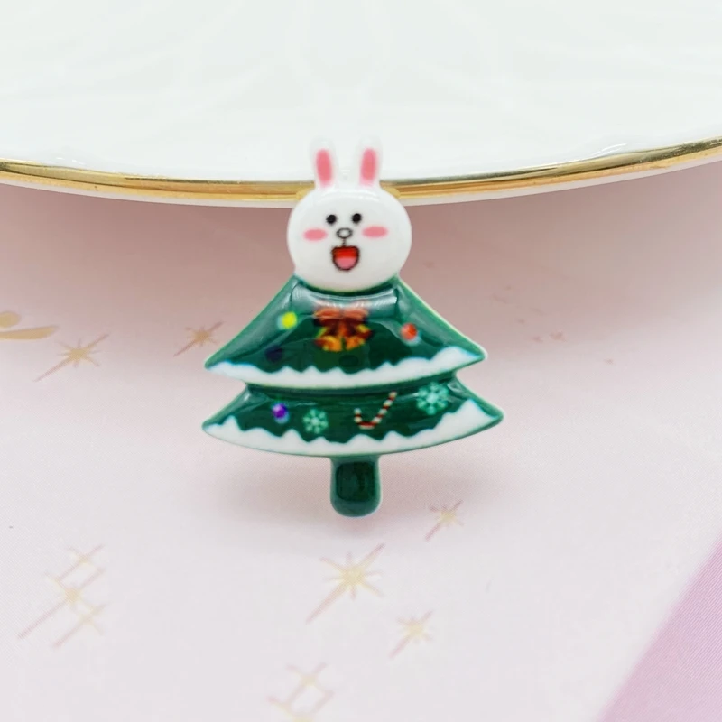 Резиновые банты для волос 16 шт. Смешанная Рождественская серия кабошон с плоским