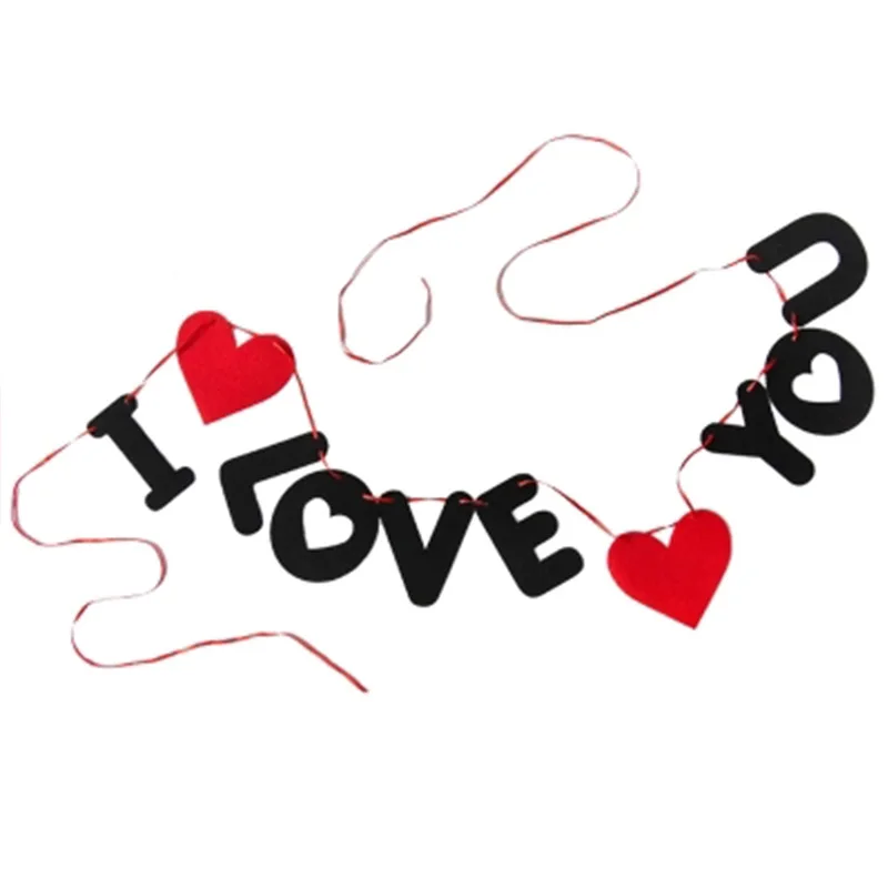 1 комплект красного сердца и буквы нетканый I Love You баннер для свадебного