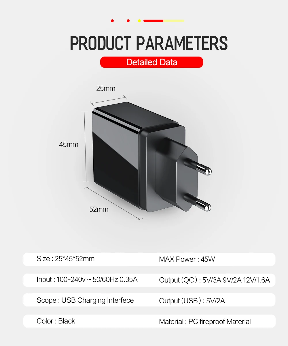 Jellico QC 3,0, 3 порта, USB зарядное устройство для телефона, светодиодный дисплей, штепсельная вилка европейского стандарта, всего макс. 3 А, умное быстрое зарядное устройство, мобильное настенное зарядное устройство для iPhone iPad