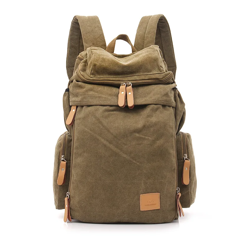 Fashion Classic Canvas Backpack Men's Tide Brand Casual Backpack European and American Retro Large-capacity Trend Travel Bag