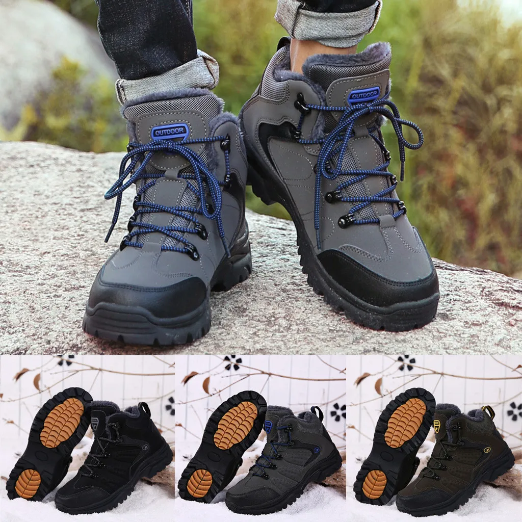 Высокие уличные мужские кроссовки теплые зимние ботинки с плюшевой подкладкой