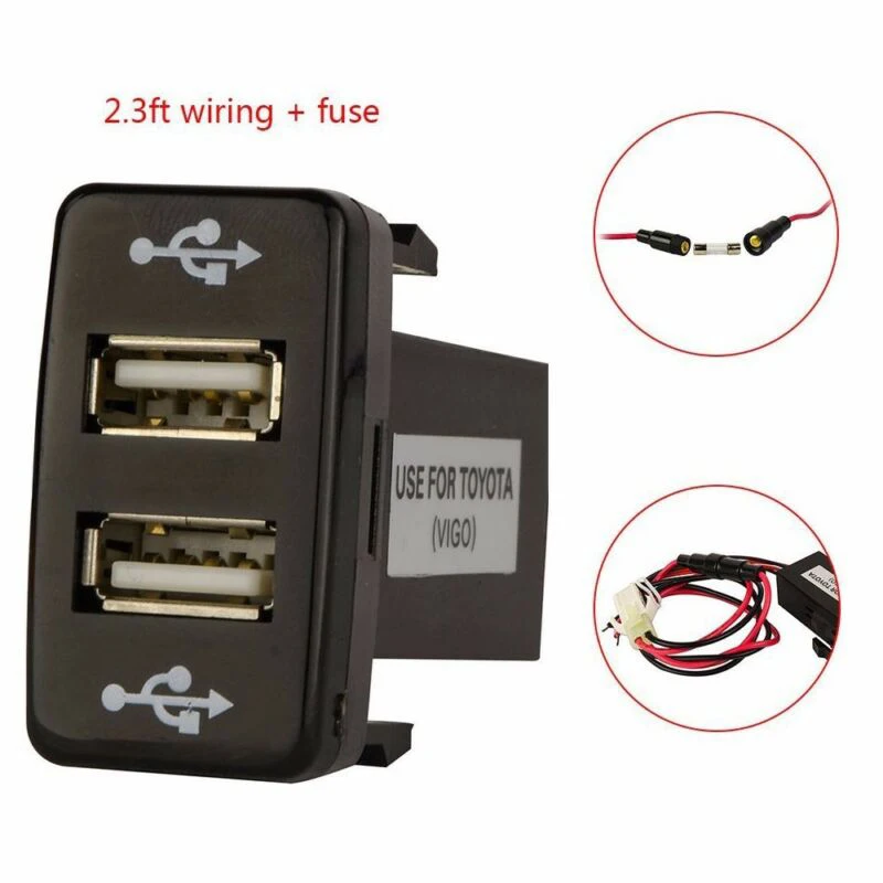 Автомобиль 2-Порты и разъёмы быстрая, USB Зарядное устройство для Toyota внедорожник FJ Land Cruiser Fortuner Tacoma Highlander 4runner машину с USB, туманный распылитель, Зарядное устройство
