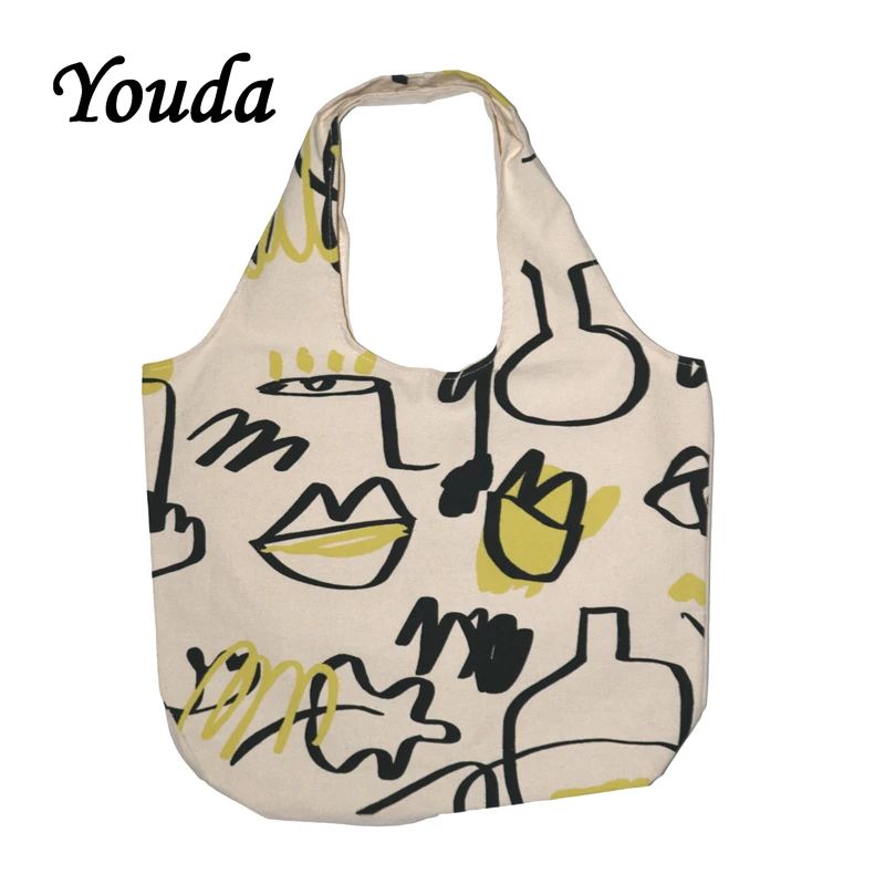 Youda Женская Повседневная сумка простой дизайн граффити Печатный холст