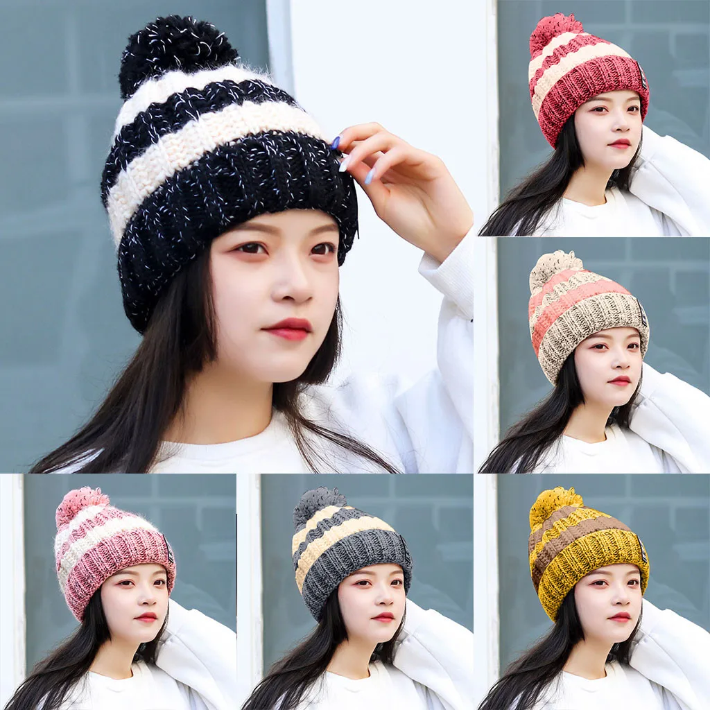 Женская зимняя шапка шерстяная вязаная шапочка настоящий натуральный мех с