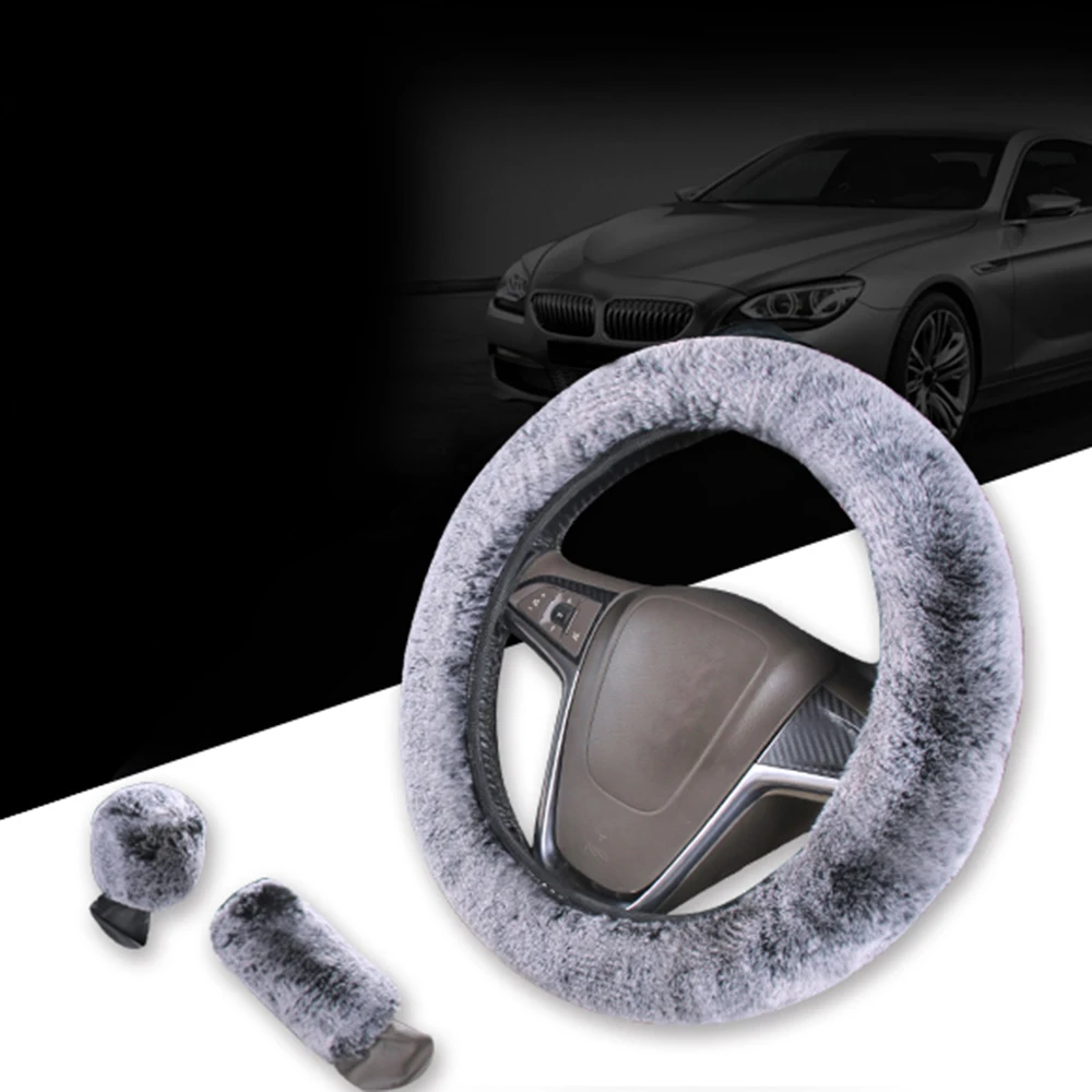 Набор из 3 предметов универсальные Плюшевые Чехлы на руль автомобиля зимний