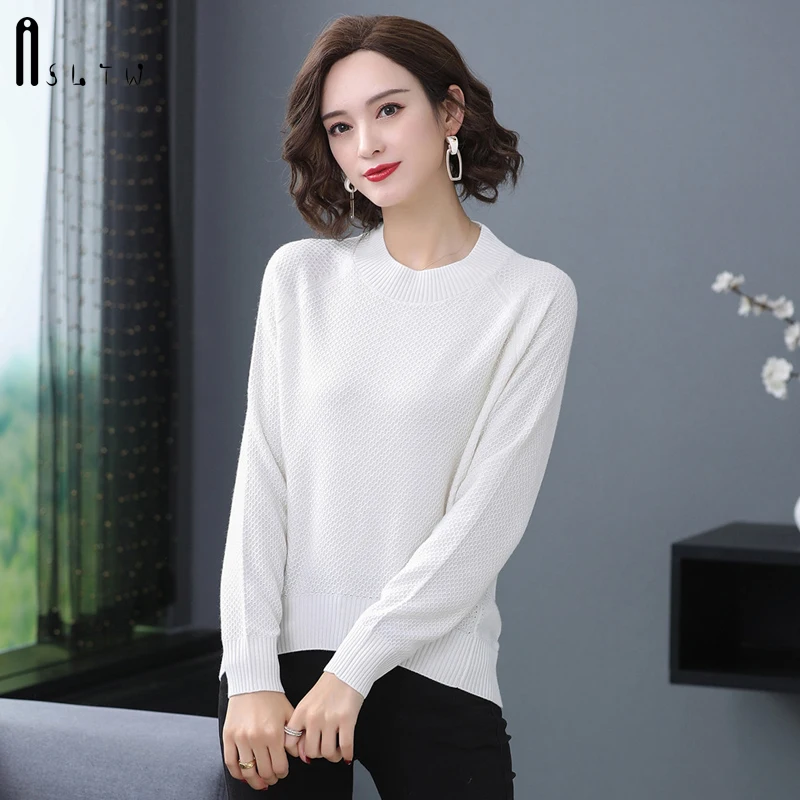 ASLTW пуловер свитер для женщин зимний однотонный клетчатый джемпер с круглым