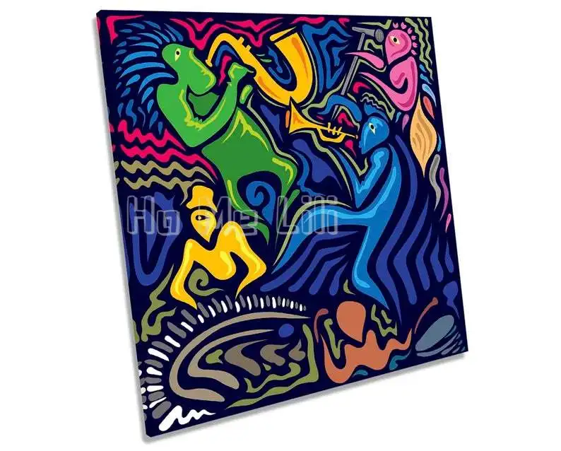 

Jazz Band Music Modern Picture Canvas Wall Art Multi Coloured