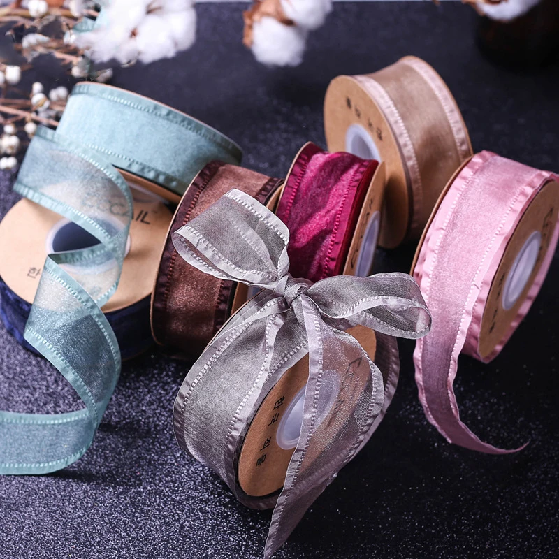 Лента из органзы с сатиновым краем 25 мм 40 для рукоделия лента волос Оптовая