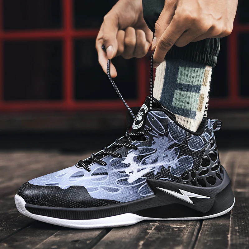 

Spring Basketball Shoe For Men Yellow Red Boys Gym Basketball Boots Non-Slip Sport Trainers High Ankles Basketball Sneakers Male