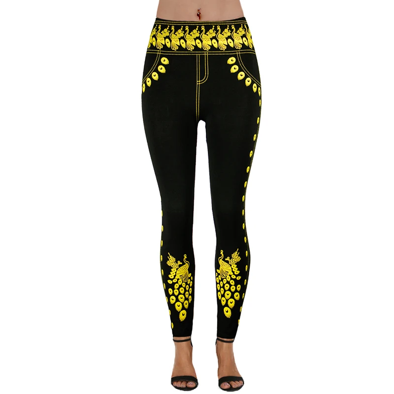 Женские облегающие леггинсы с принтом черные спортивные Леггинсы пуш-ап