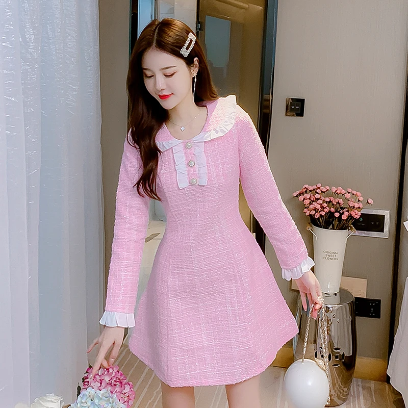 COIGARSAM шерстяное женское цельное платье корейские новые расстроенные платья с