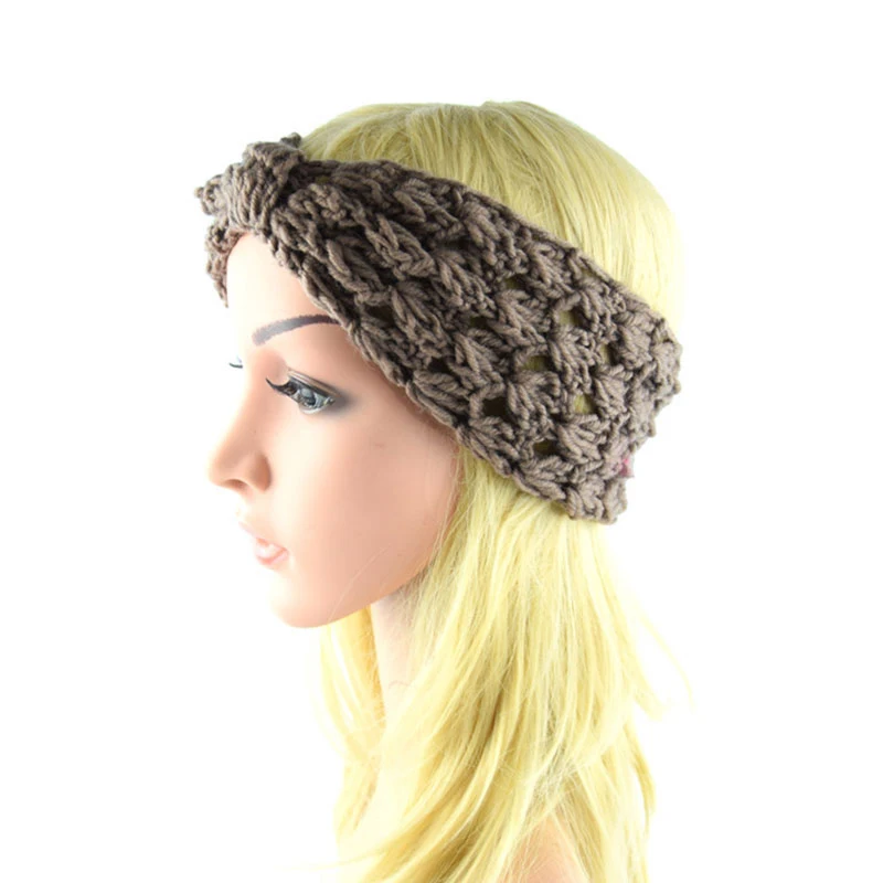 Женская вязаная эластичная повязка на голову с большим бантом и цветами| |