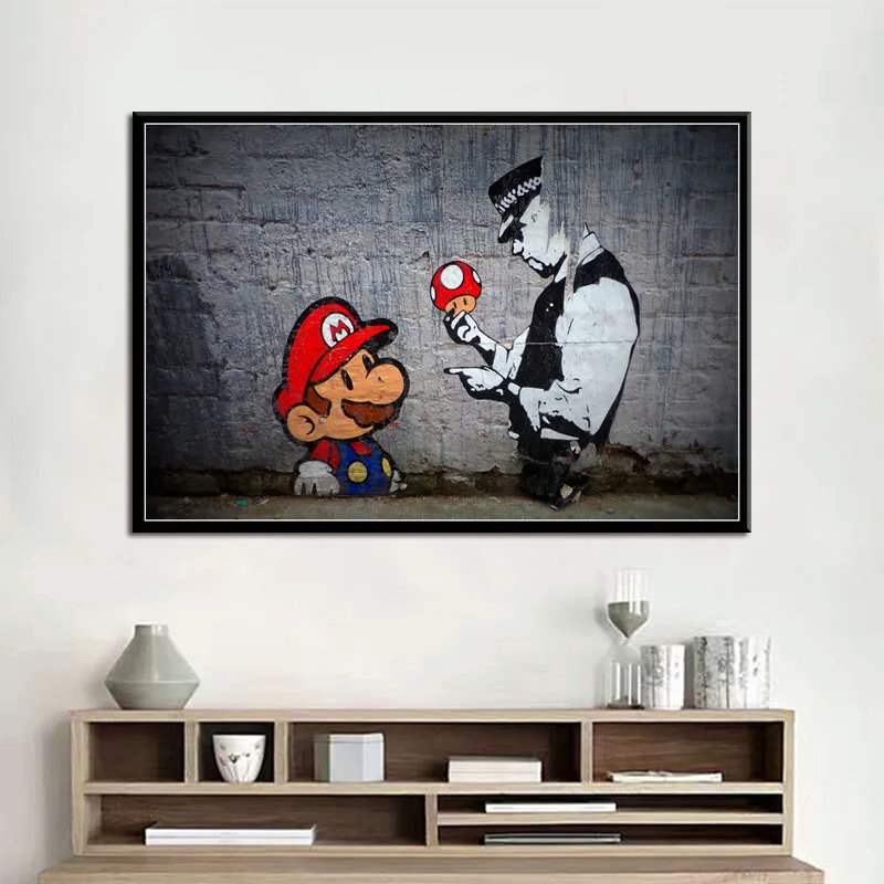 Banksy граффити современное искусство уличное искусство Искусство Живопись Шелковый Холст плакат настенный домашний декор