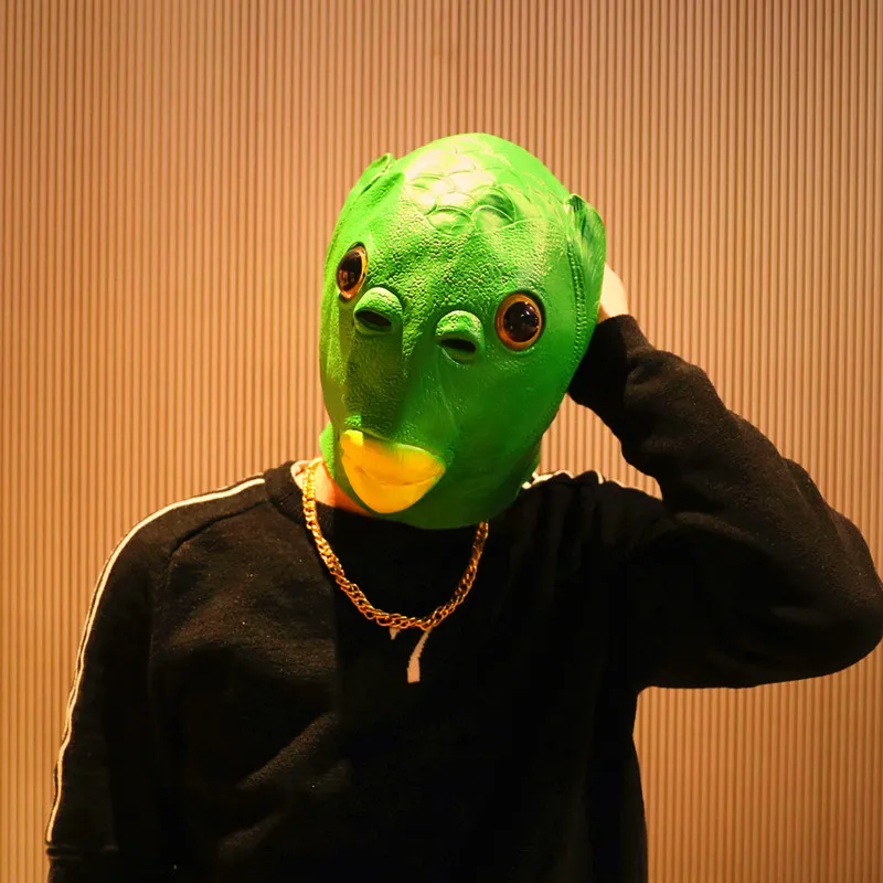 

Green Murloc Mask Animal Fish Headgear Anime Cartoon Masquerade Net Red Funny Performance Props Weird Fish