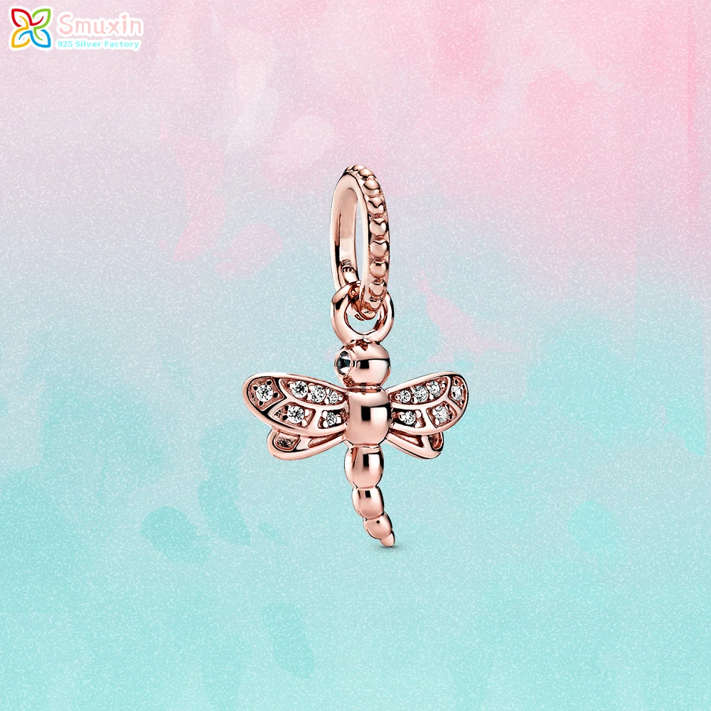 

Smuxin S925 Sterling Silver Beads Sparkling Dragonfly Pendant Charms fit Original Pandora Bracelets Women DIY Jewelry Making