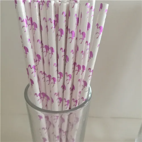 Flamingos pink 25 шт. золотистого и серебряного цвета, в форме сердца, звезды, фольги, в полоску, бумажные соломинки для детей, дня рождения, свадьбы, вечеринки, для детского душа, для украшения мероприятий, для питья - Цвет: Flamingos pink
