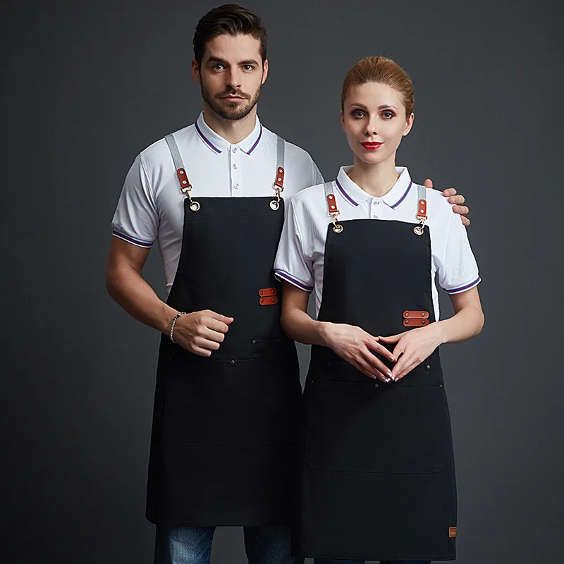 

Cowboy Canvas Apron Household Kitchen Women's Fashion Online Celebrity Style Milk Tea Manicure Restaurant Chef Work Clothes
