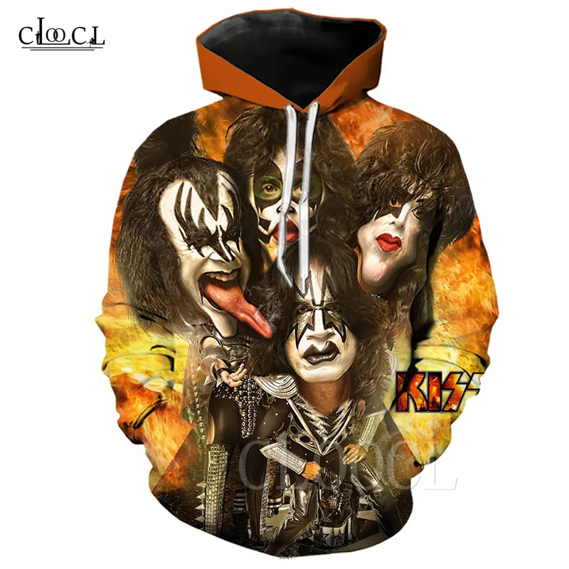 

2021 Spring Autumn Fashion Women's Men's Hoodies KISS Band Printed 3D Sweatshirt Anime KISS Hoodie Hip Hop Style Hoody Pullovers