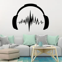 classic earphone pattern wall sticker vinyl self adhesive mural music living room boys bedroom decoration decals removable c5081