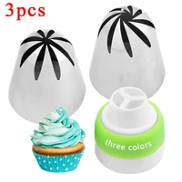 3 pcs russian tips pastry large size cream steel stainless nozzle icing piping set decorating cupcake cakes baking tools