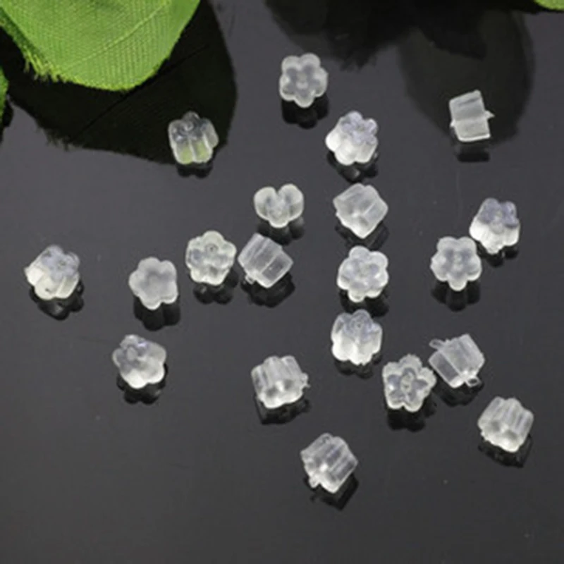 

100pcs Earring Back Stopper Clear Flower Shape Soft Rubber Safety Earring Hook Backs Earnut Earrings Jewelry Accessories