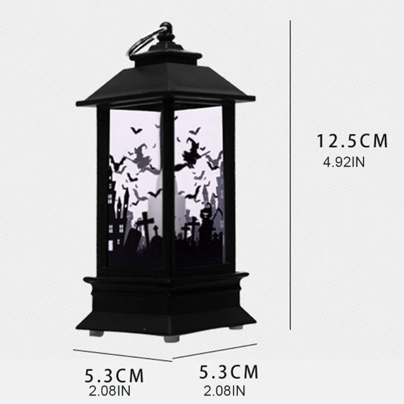 

13MA Halloween Decoration Ornaments Scary Skeleton Pumpkin Witch Pattern Lantern LED Electronic Candle Light Bar Hanging Prop
