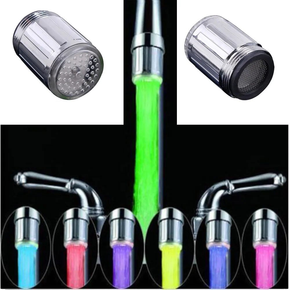 

Luminous Light-up LED Water Faucet Shower Tap Basin Water Nozzle Bathroom Kitchen Heater Faucets thermostat Blue 3Color 7 Colors