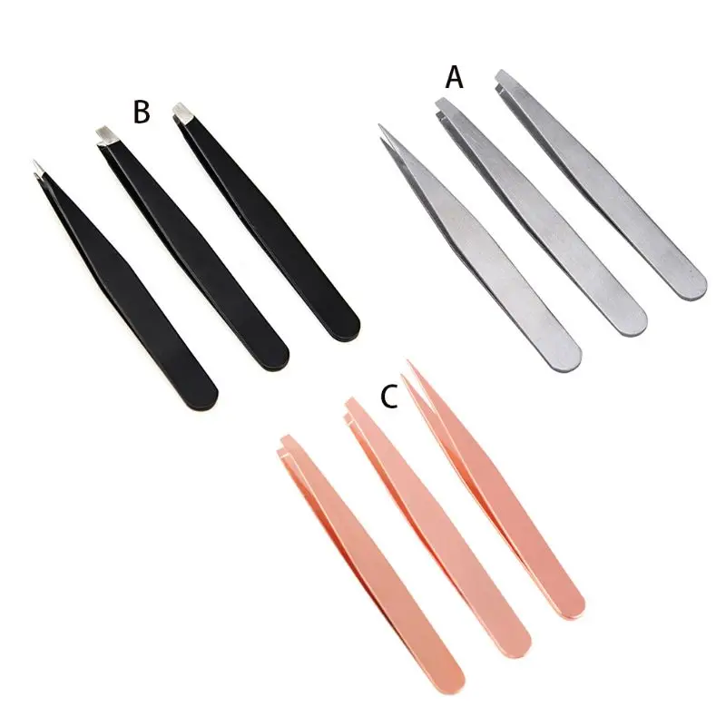 3 шт. набор пинцетов для бровей профессиональный из нержавеющей стали Наклонный