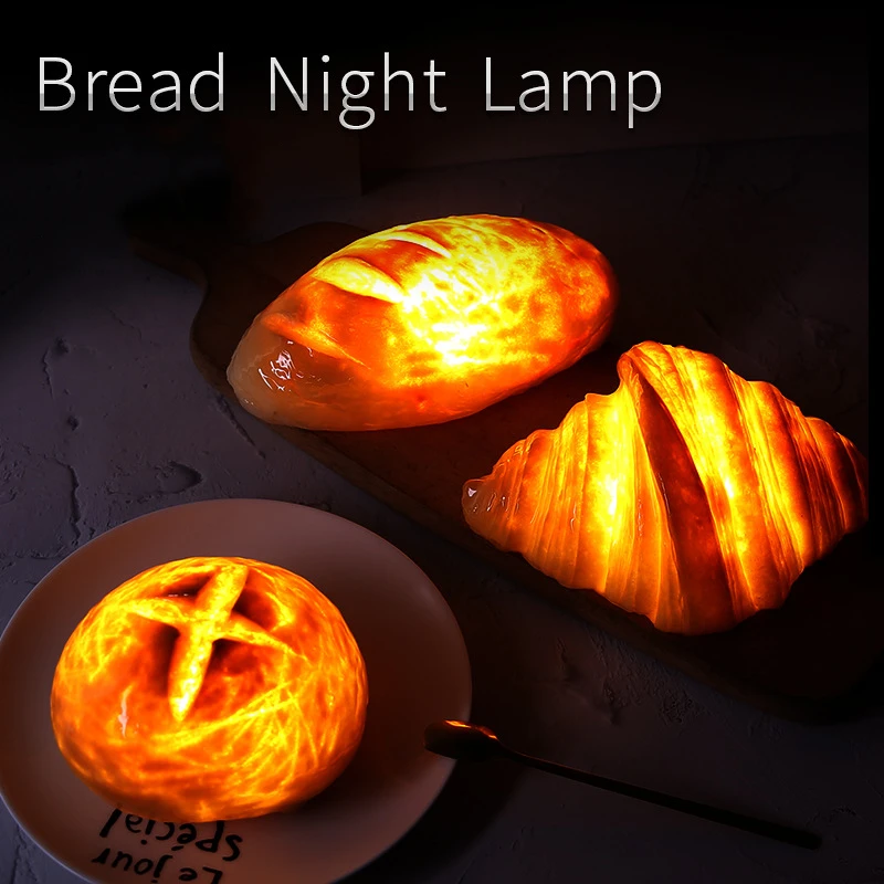 

Handmade Bread Table Lamp Simulation Electric Light Night LED Remote Light Battery Atmosphere Moon Lamp Light for Home RoomDecor