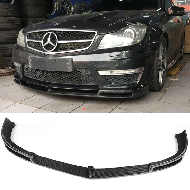 C Class углеродного волокна передний бампер спойлер для Mercedes Benz W204 C204 C63 AMG 2012 2014