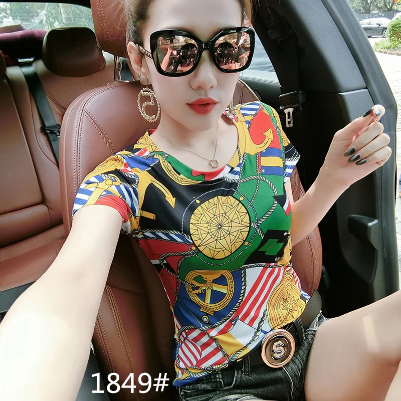 

Fashion personalized printing short sleeve T-shirt for women's summer 2021 new slim top