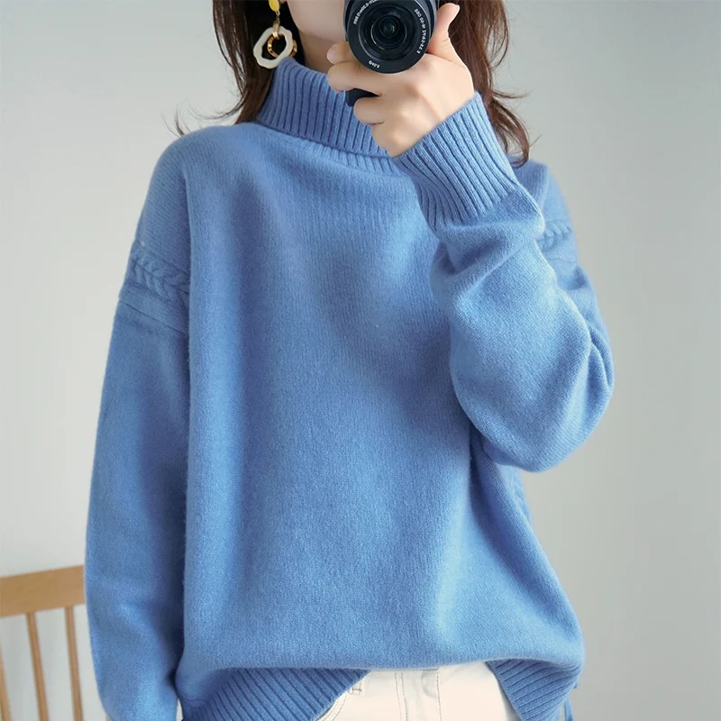 100% pure cashmere hot sale Knitted Pullover Women turtleneck Sweater Clothes 5Colors High Quality Lady soft Sweaters Tops | Женская