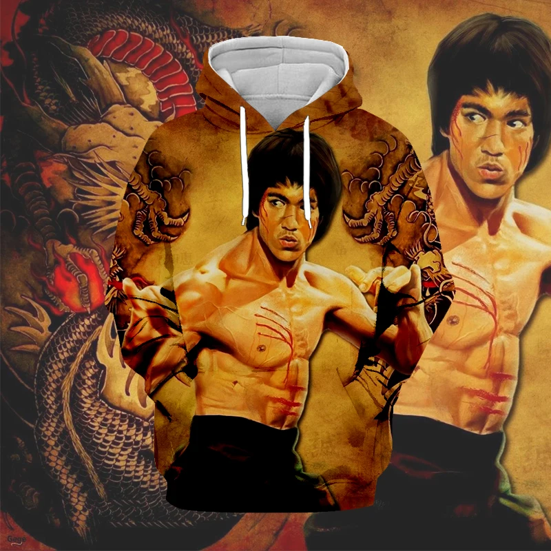 

LIASOSO2021 Latest Trend Fashion International Martial Arts Master Bruce Lee Hoodie 3D Printing Casual Martial Arts Hood