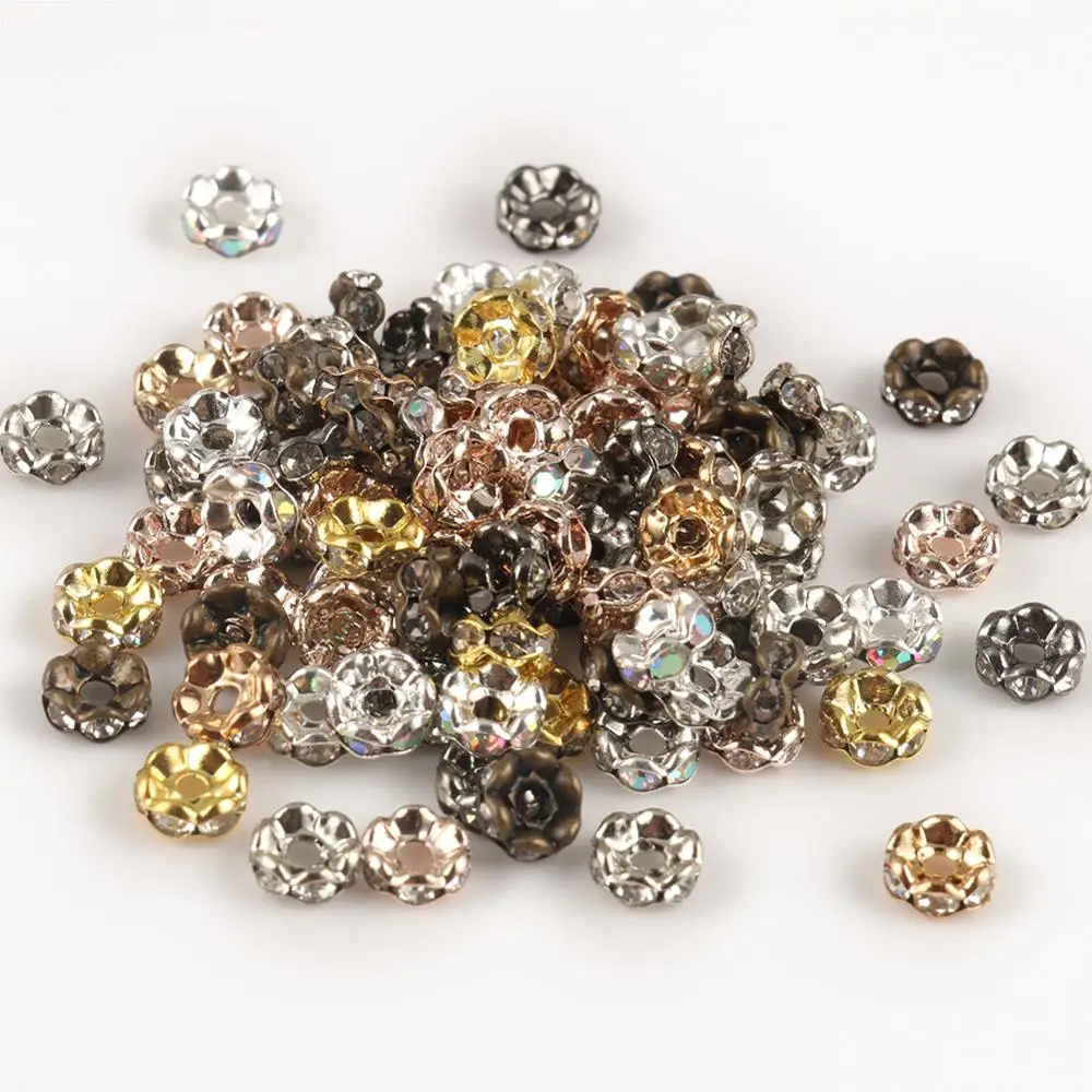 Бусины-шармы круглые со стразами волнистые кружевные бусины-разделители