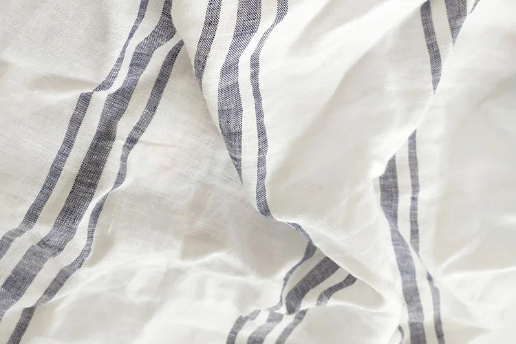 Blue Stripe 1 м чистая льняная ткань 110 дюймов ширина 165gsm вес ферментированный камень мыть полосой ткань пряжа краситель полосы для постельных комплектов - Цвет: Blue Stripe