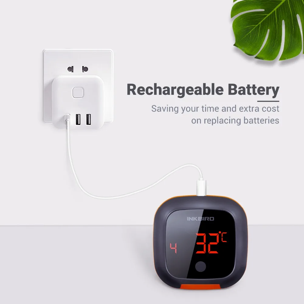 Inkbird IBT-4XS цифровой беспроводной Bluetooth кухонная печь барбекю термометр для гриля с двумя/четырьмя зондами и USB перезаряжаемой батареей