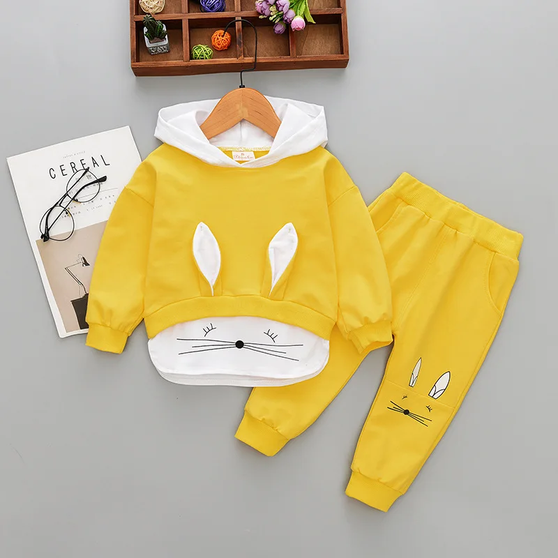 baby girl clothes 2019 Spring Korean Brand Infant Sports rabbit hooded sweater pants 2pcs Costume Bebes Jogging Suits Tracksuits | Детская