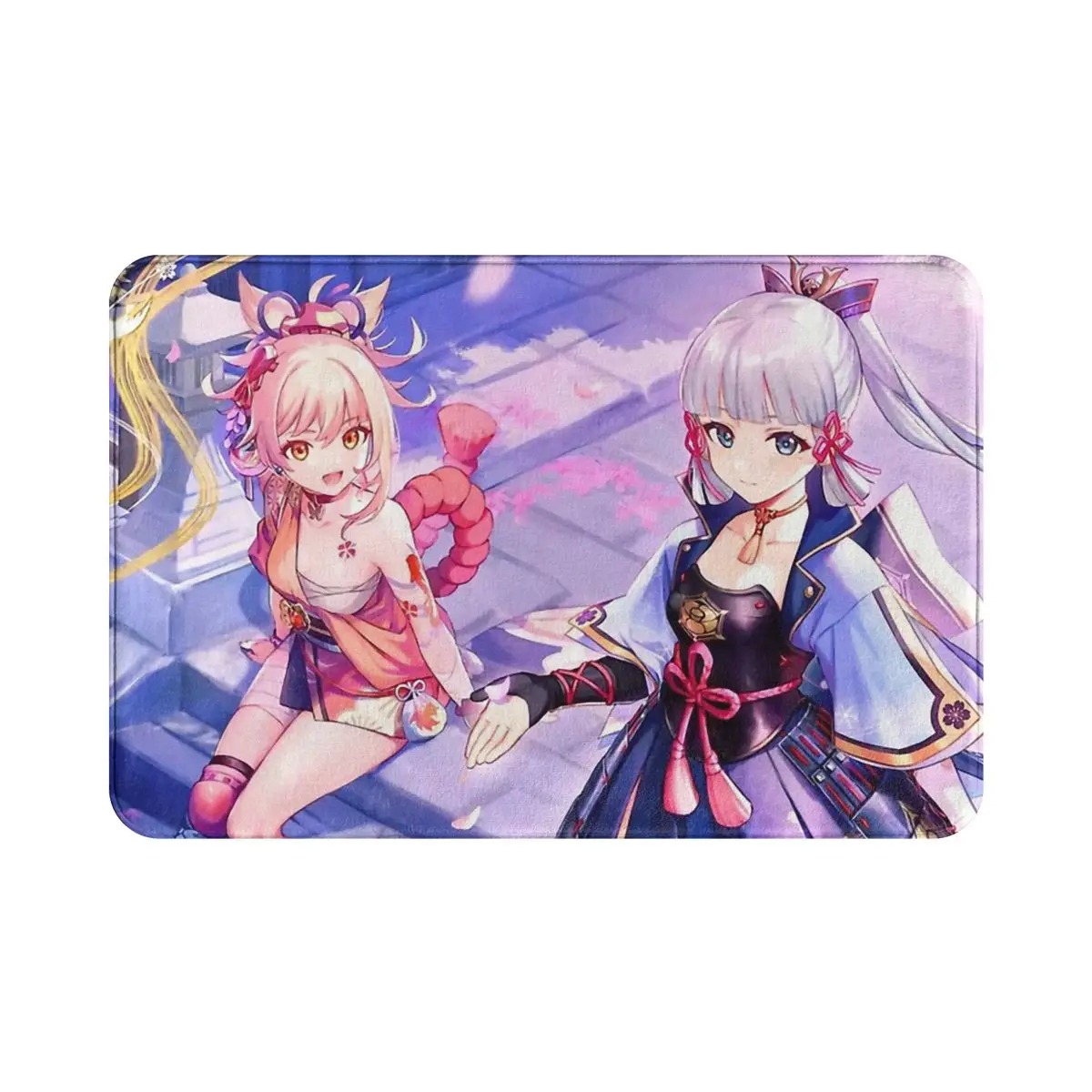 

Genshin Impact Non-slip Doormat Ayaka & Yoimiya Bath Kitchen Mat Outdoor Carpet Flannel Pattern Decor